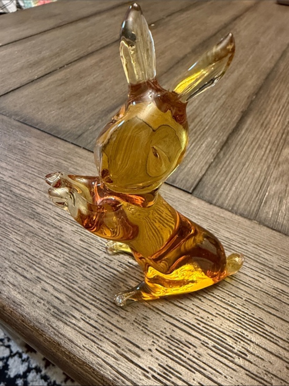 Vintage Pilgrim Amber Glass Rabbit Bunny Figurine
